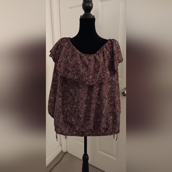 MICHAEL Michael Kors Tops - Michael Kors Off Shoulder Long Sleeve Paisley Peasant Top Women's Size 1X NWT